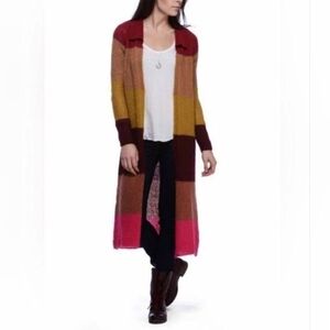 Free People Colorful Striped Long Cardigan Size M.